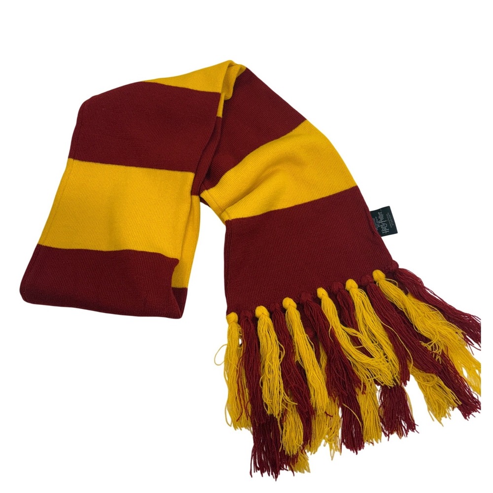 Universal Studios Harry Potter Gryffindor Scarf Burgundy Gold Striped Knit